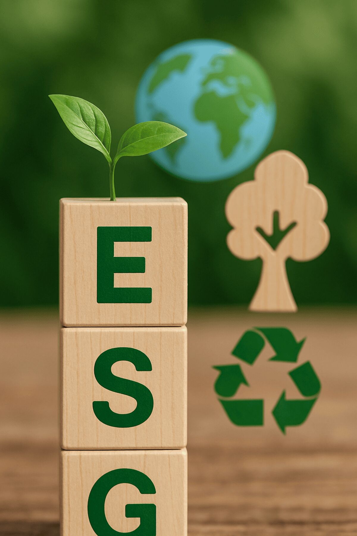 Evaluaciónes ESG formada por cubos de madera